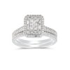 1/2 cttw Emerald Shape Halo Diamond Baguette Cluster Bridal Ring Set (I-J, I2-I3) in 10K White Gold for Engagement and Wedding