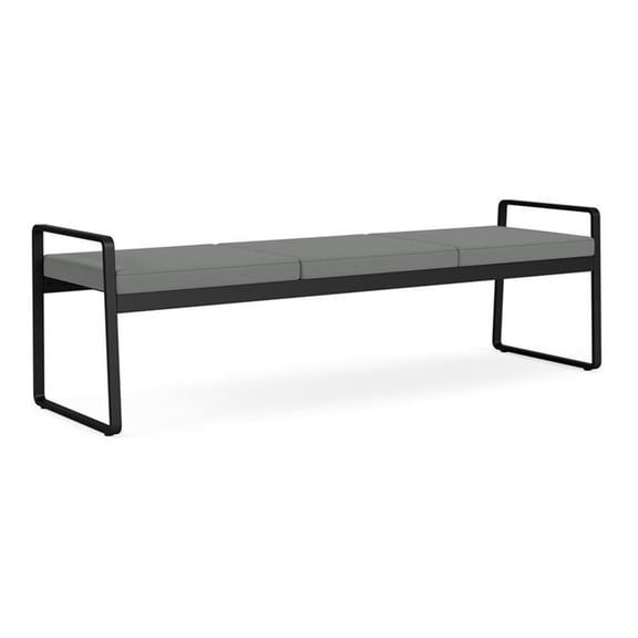 Gansett Reception Waiting Room 3-Seat Bench / Black Steel / Light Gray