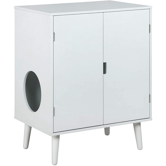 Penn-Plax Cat Walk Furniture: Contemporary Home Cat Litter Hide-Away Cabinet – All White