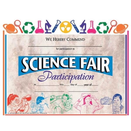 Hayes Publishing Certificates, Science Fair Participation, 8 1/2" x 11", Multicolor, Pre-K To Grade 12, Pack Of 30