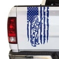 thumbnail image 1 of Soldier Enlisted Man Veteran Retired U.S. Army USAF USMC Distressed American USA US Flag Truck Tailgate Vinyl Decal Fits Most Pickup Trucks Military Sticker (11" x 20", Cobalt Blue), 1 of 8