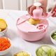 thumbnail image 1 of Cortador de verduras multifuncional rosa, juego de 12 piezas, cortador manual de verduras y rábano de patata rallada, 1 of 5