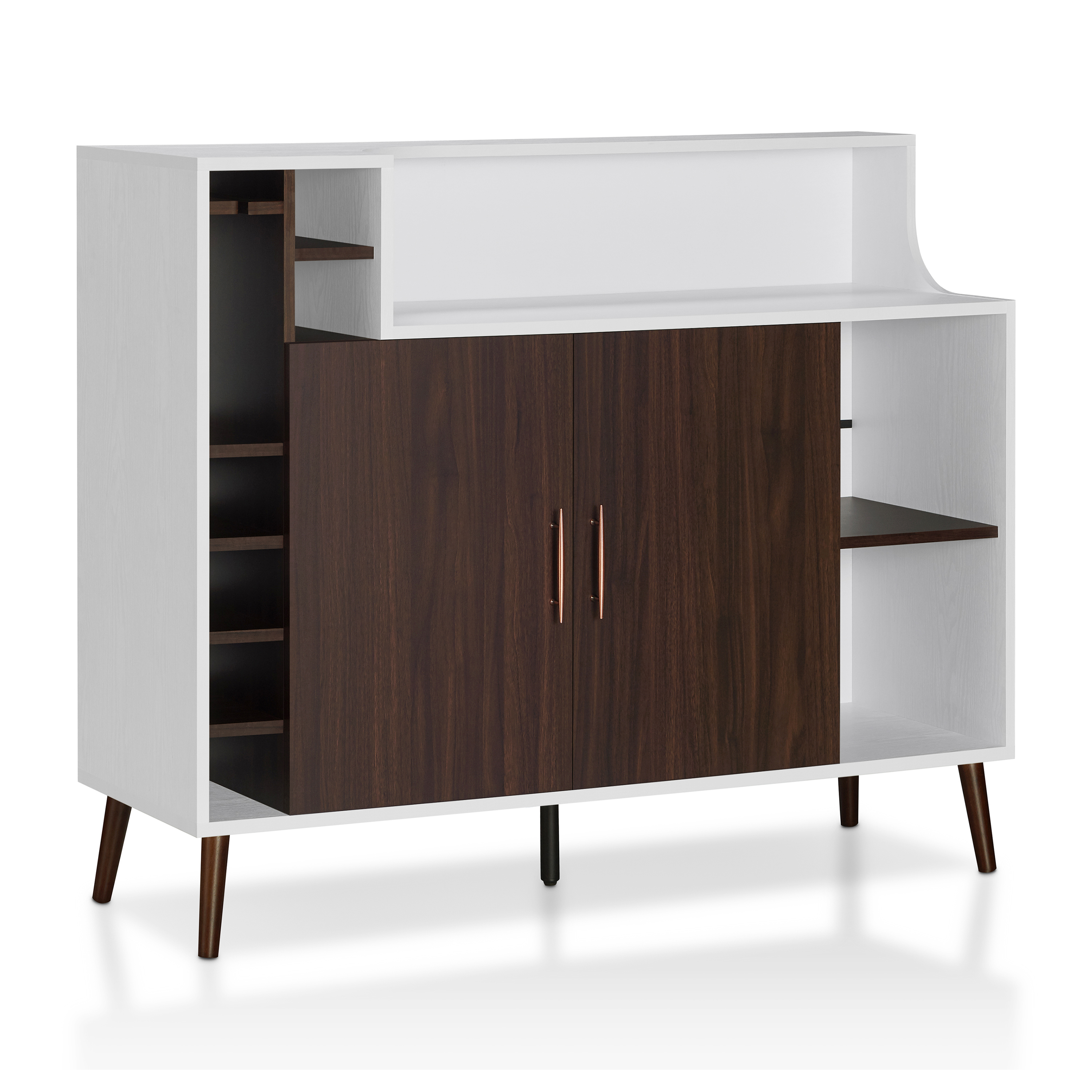 Furniture of America Shecklin Multi-Storage Buffet Server, White and Wenge