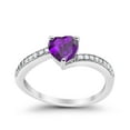 thumbnail image 6 of Heart Promise Round Wedding Ring Amethyst CZ 925 Sterling Silver Size 10, 6 of 7