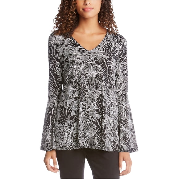 Karen Kane Womens Side Slit Pullover Blouse, Black, Small