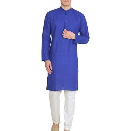 

Royal Kurta Mens Cotton Linen Kurta Pyjama Set (40 Deep Blue)