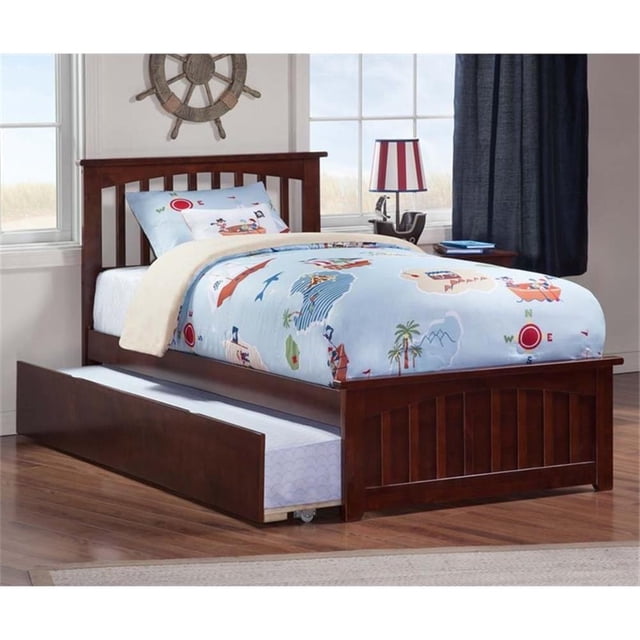 Leo & Lacey Lit Plateforme Gigogne Urbain Simple en Noyer
