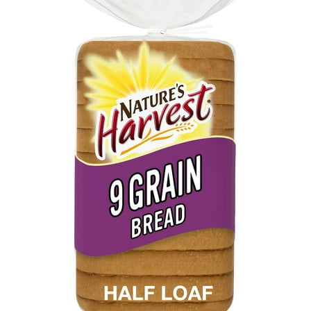 Nature's Harvest 9 Grain Bread, Half Loaf, 12 oz, Multigrain Bread, Bag