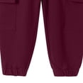 thumbnail image 6 of ZOYOEN Boys Cargo Sweatpants with Pockets- Casual Baggy Elastic Waist Straight Leg Kids Jogger Pants Wine Size 11-12Years, 6 of 7
