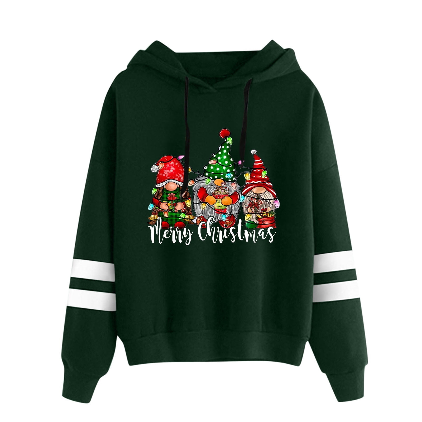 Christmas Light Weight Sweat Shirts Women Christmas Loose Gnome Print Hooded Long Zipper Sweater Dress - Walmart.com