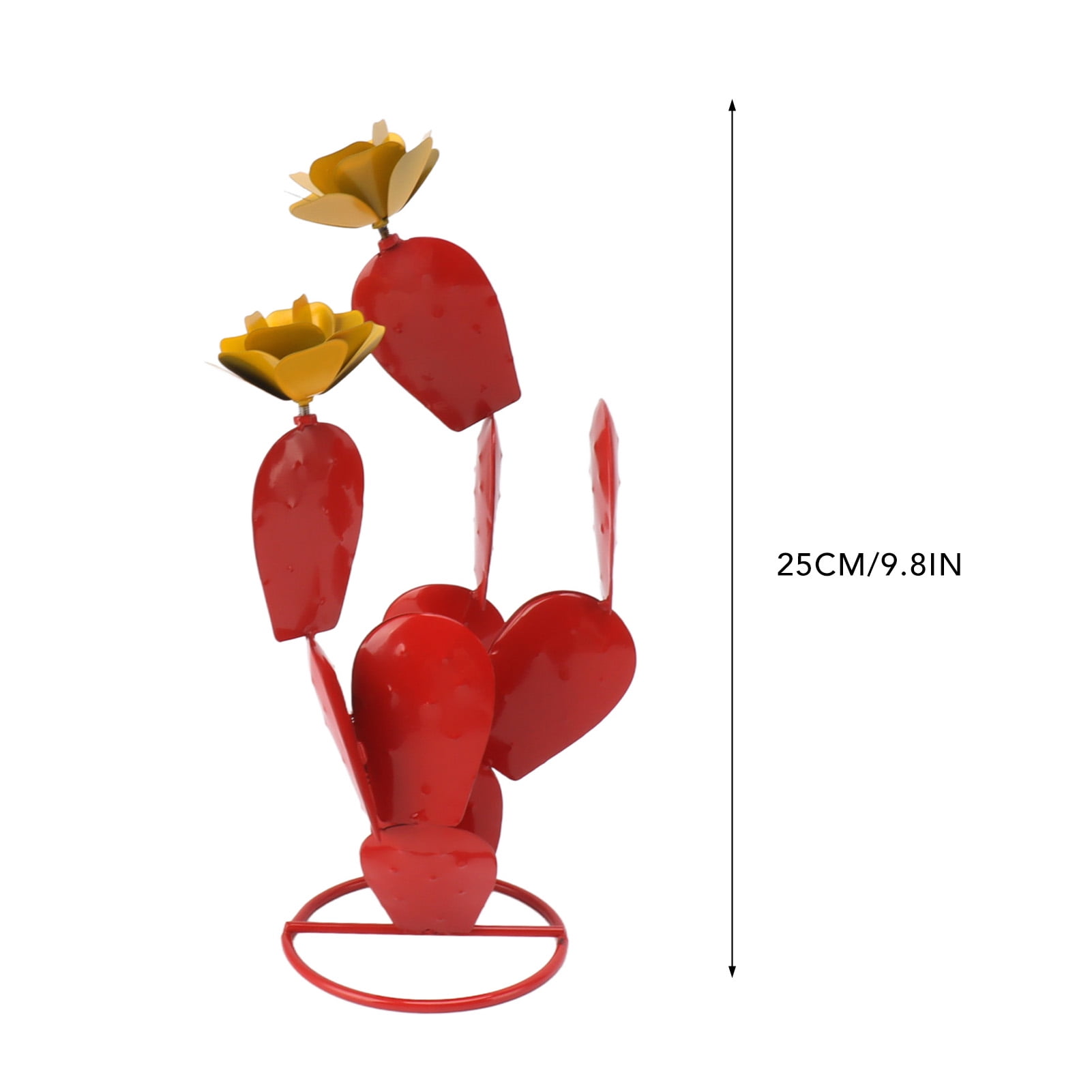 Elowen Prickly Pear Cactus Sculpture Prickly Pear Cactus Sculpture, Prickly Pear Cactus Yard Art Iron with Flowers for Patio