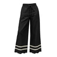 thumbnail image 4 of Kezqiaxn Womens Wide Leg Pants Drawstring Lace Splice Elastic Waist Loose Casual Trousers with Pockets Lounge Pants Women, 4 of 6