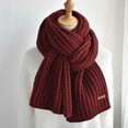 thumbnail image 1 of Bufanda de punto de lana gruesa Ins Harajuku para mujer, invierno, coreano, versátil, mantiene el calor, estudiantes japoneses, cuello sólido, color rojo vino, 1 of 4