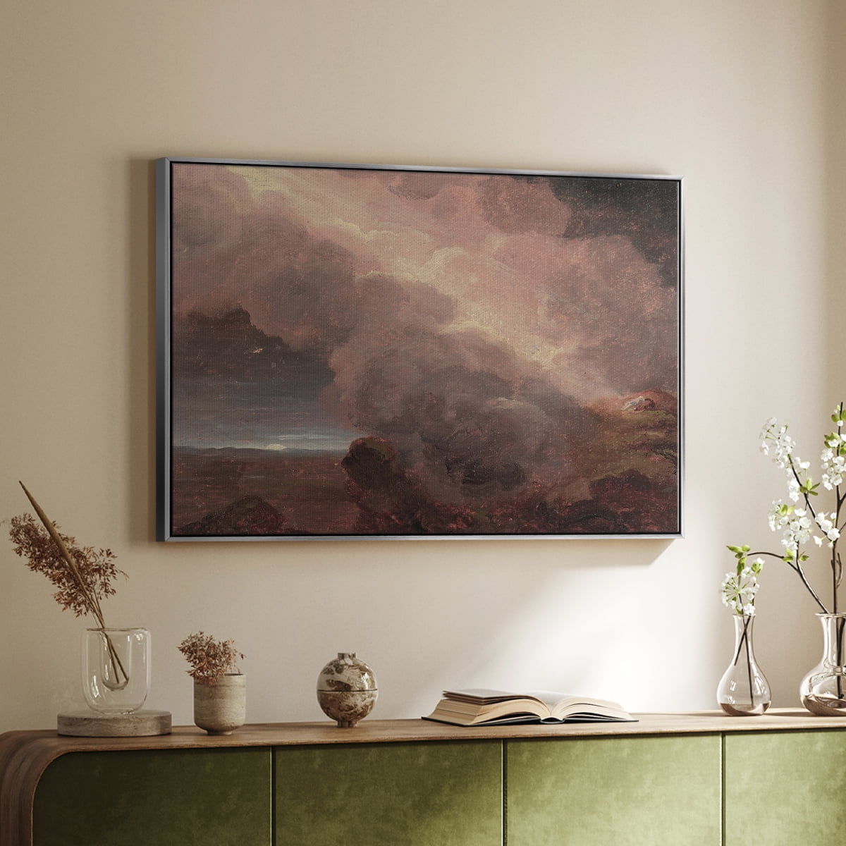 Vintage Landscape-CCCLXX By Wexford Home Framed in Silver Wood Gallery Wrapped Canvas 25 in. x 37 in.