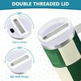 thumbnail image 3 of Yayeee 30oz Stainless Steel Tumbler with Straw and Handle Double-Wall Insulated Travel Water Bottle, Green and White Plaid Pattern, 3 of 8