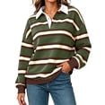 thumbnail image 2 of AHTJRT Y2k Women Striped Rugby Shirt Long Sleeve Collared Oversized Sweatshirt Vintage Jersey Streetwear Top Casual Loose Outdoor Sports Golf Pullover, 2 of 8