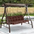 thumbnail image 2 of Porch Swing Replacement Cushion, 55in Outdoor Bench Cushions with Backrest , 3 Seat Patio Furniture Garden Loveseat Glider Pad Brown, 2 of 5