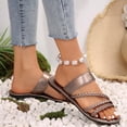 thumbnail image 2 of Summer Sandals for Women Footbed Solid Color Open Toe Slip-On Comfortable Elastic Strap Flat Slippers Sandals for Women Beach Vacation Holiday Vintage Fashion, 2 of 10