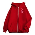 thumbnail image 6 of ZSQDM Women's Hoodies Sweatshirts Christian Hoodies for Women Breast Cancer Awareness Hoodies for Women Ribbon Graphic Full Zip Up Sweatshirt Oversized Fleece Jackets Clothes Polyester (Xl), 6 of 7