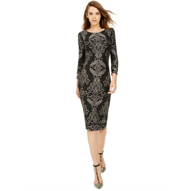 Betsy & Adam Vestido de vaina con purpurina barroca para mujer, negro, 6