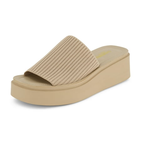 

CUSHIONAIRE Women s Pim Knit Platform Sandal with +Memory Foam