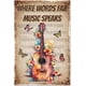 thumbnail image 1 of "Donde las palabras caen, la música habla". Divertido cartel de metal con música de guitarra de 30 x 20 cm para garaje, jardín, letreros, placa artística, póster, decoración de pared., 1 of 7