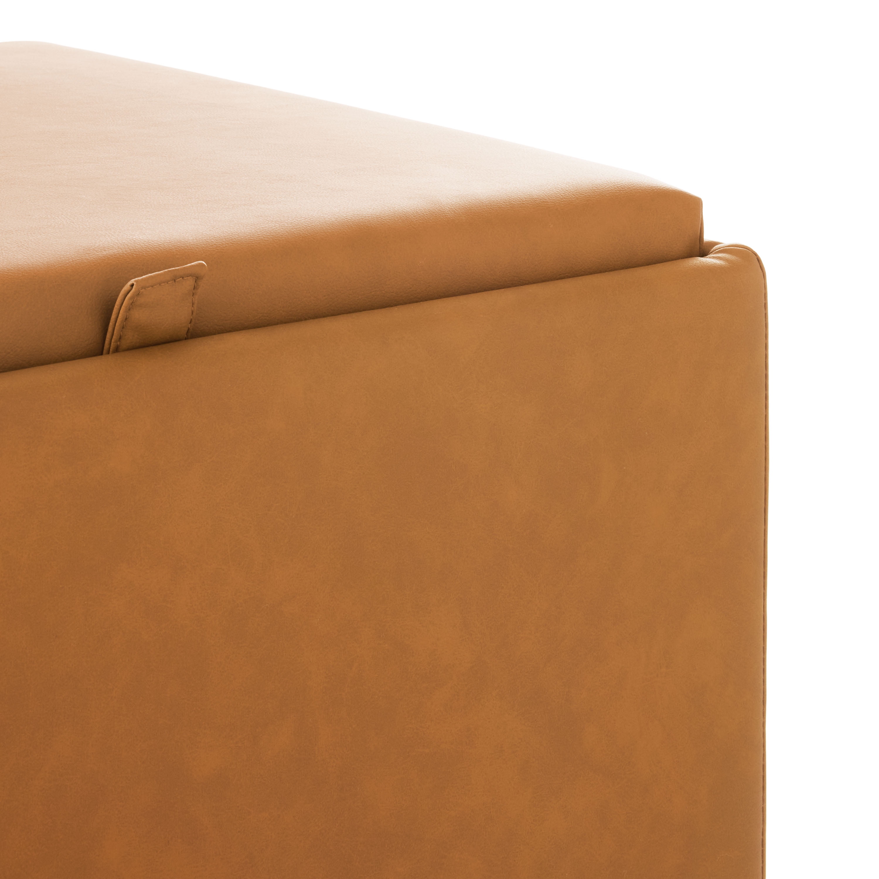 Mainstays Large Cube Storage Ottoman, 20 inch, Camel Faux Leather