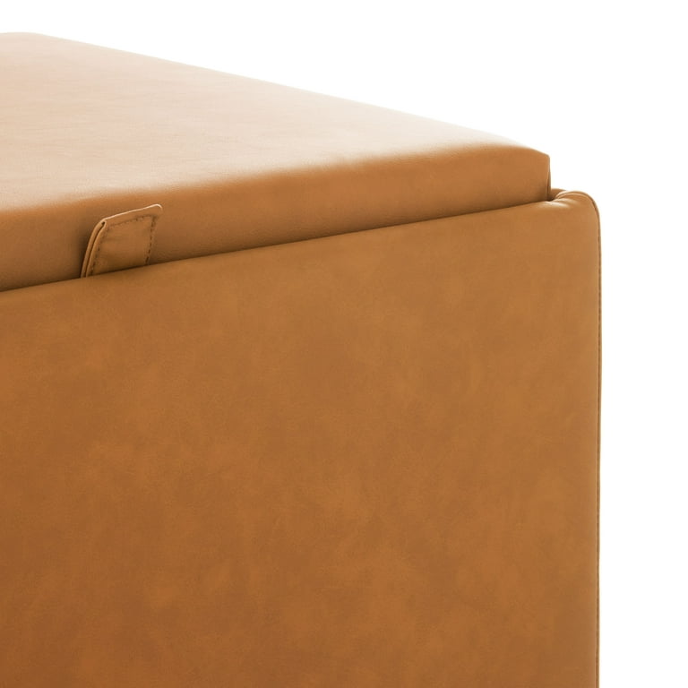 Mainstays Large Cube Storage Ottoman, 20 inch, Camel Faux Leather
