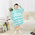 thumbnail image 6 of Teal Waves Wearable Blankets Hoodie Oversize Sherpa Wearable Soft Blanket Warm Cozy 3-14 Age, 6 of 7