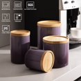 thumbnail image 2 of SHIQI-Ceramic Food Storage Jar, Stackable Kitchen Canisters, Containers with Airtight Seal Wooden Lid for Serving Coffee Grounds, Coffee Bean, Flour, Tea, Spice and More - 39 FL OZ (Gradient Purple), 2 of 4