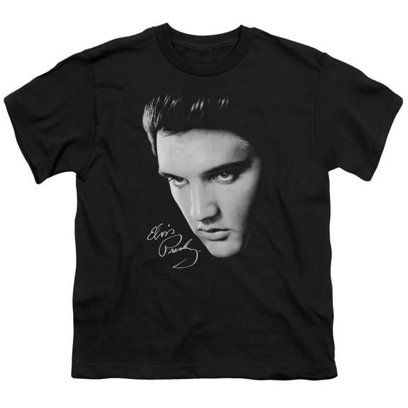 Trevco ELV103-YT-4 Elvis Presley & Face Youth 18-1 Short Sleeve T-Shirt, Black - Extra Large