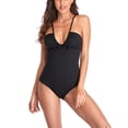 thumbnail image 3 of Traje De Ba?o Para Mujer, Traje De Ba?o Elástico De Una Pieza, Cuello En V De Color Puro, Transpirable Para Playa Para Ba?o De Spa ANGGREK Otros, 3 of 6