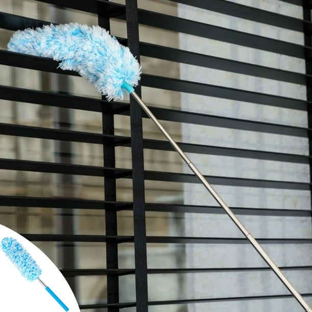 Plumero de microfibra para limpieza | Plumero de poliéster azul lavable de mano por adsorción electrostática | Mango antideslizante | Caja fuerte para muebles, persianas, coche | 12.6 pulgadas