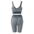 thumbnail image 3 of Outfmvch Yoga Pants Women Workout Sets For Women Yoga Outfits For Women 2 Piece Set Tracksuit Seamless Short Sleeve Crop Top Workout Leggings Sportwear Sweat Suit For Women 2 Piece Set Gray M, 3 of 4