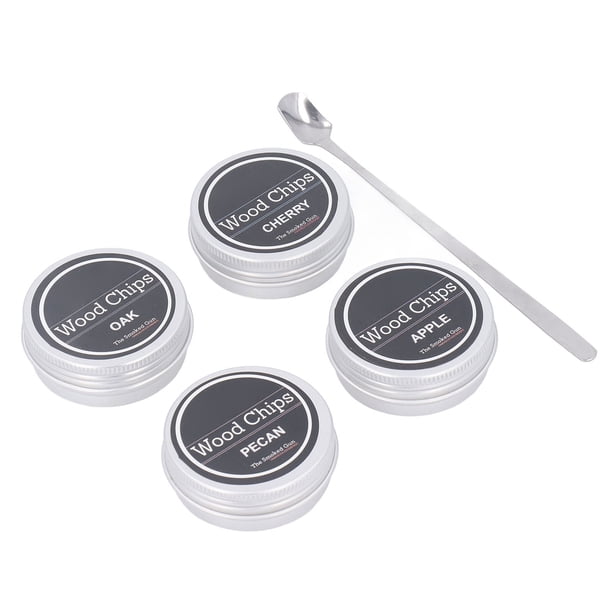 Chips de Madera de Fumador de Whisky, 4 Sabores Chips de Madera de Fumador de Ahumado Con Cajas de Almacenamiento para Barbacoa