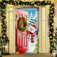 thumbnail image 6 of Seyotauo Festive Christmas Santa Claus Door Banner Decorative Polyester Holiday Door Cover with Snowman and Wreath, Perfect for Indoor and Outdoor Christmas Decorations 71 x 35 inch, 6 of 7