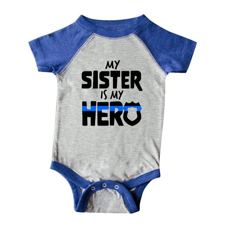 

Inktastic My Sister is my Hero Police Officer Family Gift Baby Boy or Baby Girl Bodysuit