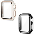 thumbnail image 1 of 16 Pack Compatible Apple Watch Case with Tempered Glass Screen Protector,Edge Full Coverage Hard PC Cover（White Rose+Black Silver，42mm）, 1 of 7