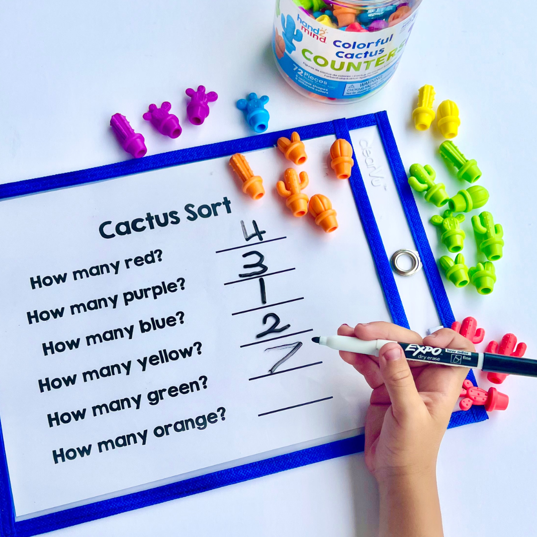 hand2mind Colorful Cactus Counters, Counters for Kids Math, Counting and Sorting Toys, Easter Egg Fillers