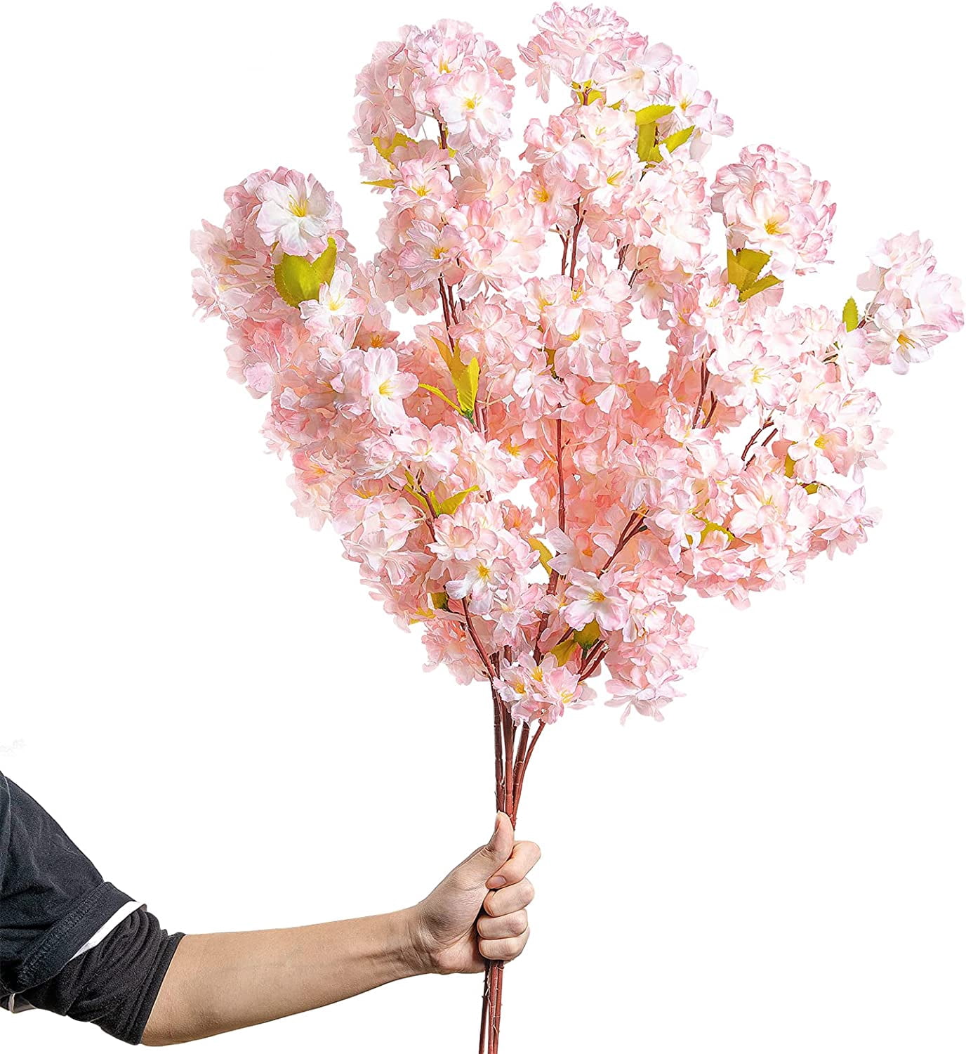 Silk Cherry Blossom Branches, 39.3in Artificial Cherry Blossom Tree Stems, Fake Plum Blossom Flowers Arrangement for Wedding Home Japanese Decor, Set of 3