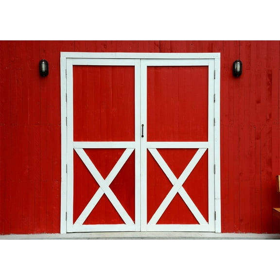 Red Barn Door Backdrop Rustic Farm Wooden Barn Door Farmhouse Photography Background Western Country Scene Cowboy Birthday BBQ Party Decor Banner Farm Party Supplies Photo Props