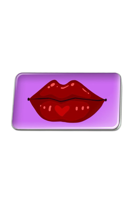 Juicy Luscious Lips Metal Rectangle Lapel Hat Pin Tie Tack Pinback