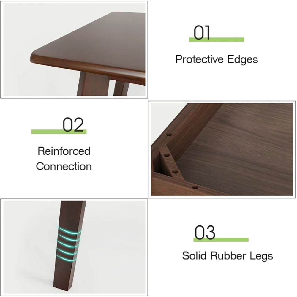 Finihen Wooden Coffee Table, Rectangular Coffee Table, Rectangular Modern Wooden Coffee Table with Rubber Leg, for Living Room, Reception Room, Brown