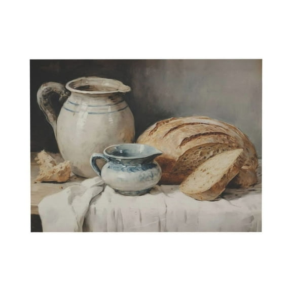 AEFER Country Kitchen Canvas Wall art Vintage Rustic Farmhouse Sourdough Bread Still Life Painting Picture Wall Decor Poster Print Artwork for Farm Living Room Dining room Home Decoration