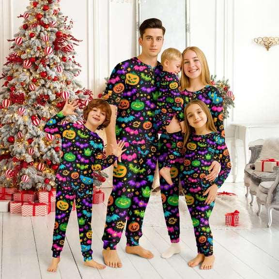 2026 Matching Family Halloween Pajamas Set, Fall Sleepwear, Ghost & Pumpkin Printed Holiday Sleepwear, Soft Loungewear PJs Outfit