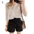 thumbnail image 1 of Qarigey Camisa a rayas Mujer Blusa de verano Cuello Suelta Top casual Prendas para la parte del cuerpo Blanco L, 1 of 8