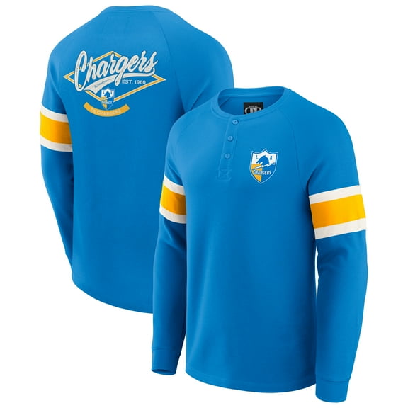 Men's Darius Rucker Collection by Fanatics Powder Blue Los Angeles Chargers Waffle-Knit Raglan Long Sleeve Henley