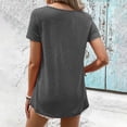 thumbnail image 4 of Gibobby Camisetas de verano para mujer Blusa casual para mujer Cuello redondo encaje Color sólido Camiseta manga corta Top(Gris,G), 4 of 5