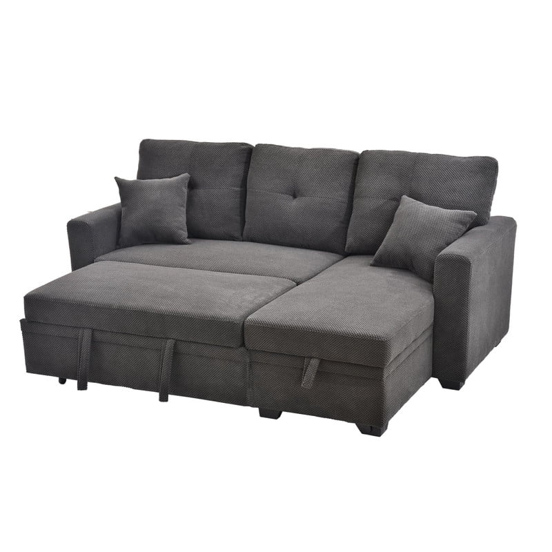 L-Shaped Sectional Sofa with Pull-Out Bed and Reversible Chaise, Convertible Sleeper Sofa Bed Modern Couch Bed for Living Room Apartment