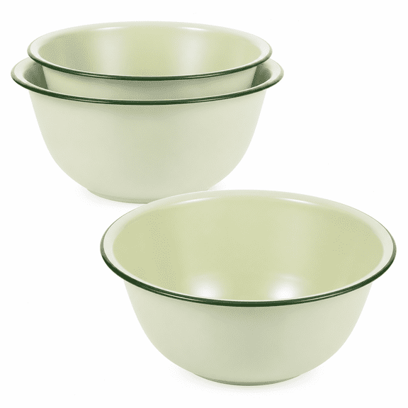RAIRSKY 3PCS Antique Enamel Basin Food Storage Retro Enamel Mixing Bowls Enamel Wash Bowl Serving Kitchen Bowls Vintage Enamel Soup Basin (1000ml,1400ml,1950ml)